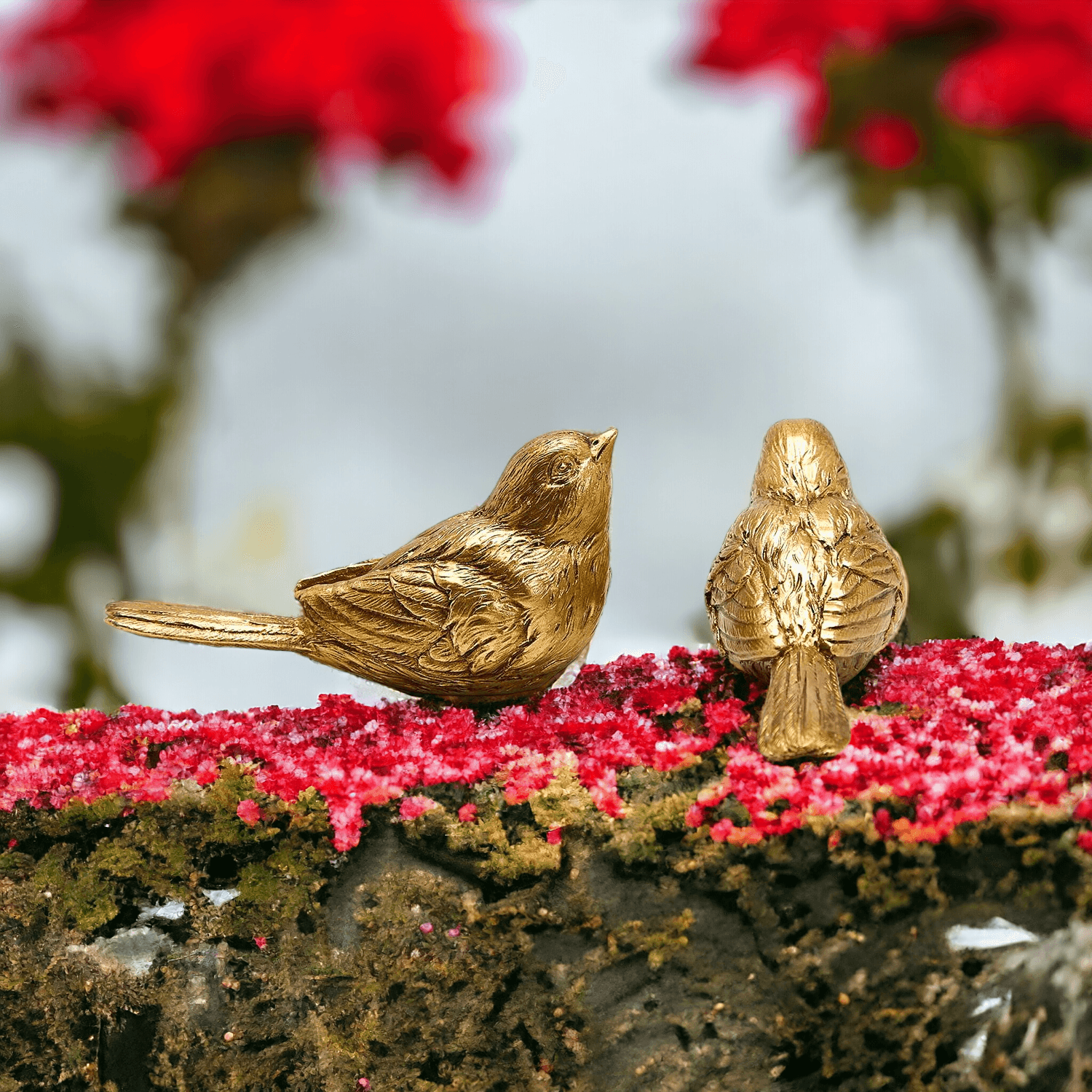 Golden Bird Decorative Figurine Set - Hand-Sculpted Resin