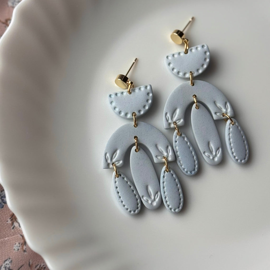 Alice Polymer Clay Earrings - Dusty Blue