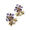 Purple Bee Statement Clip-On Earrings with Gemstones & Rhinestones