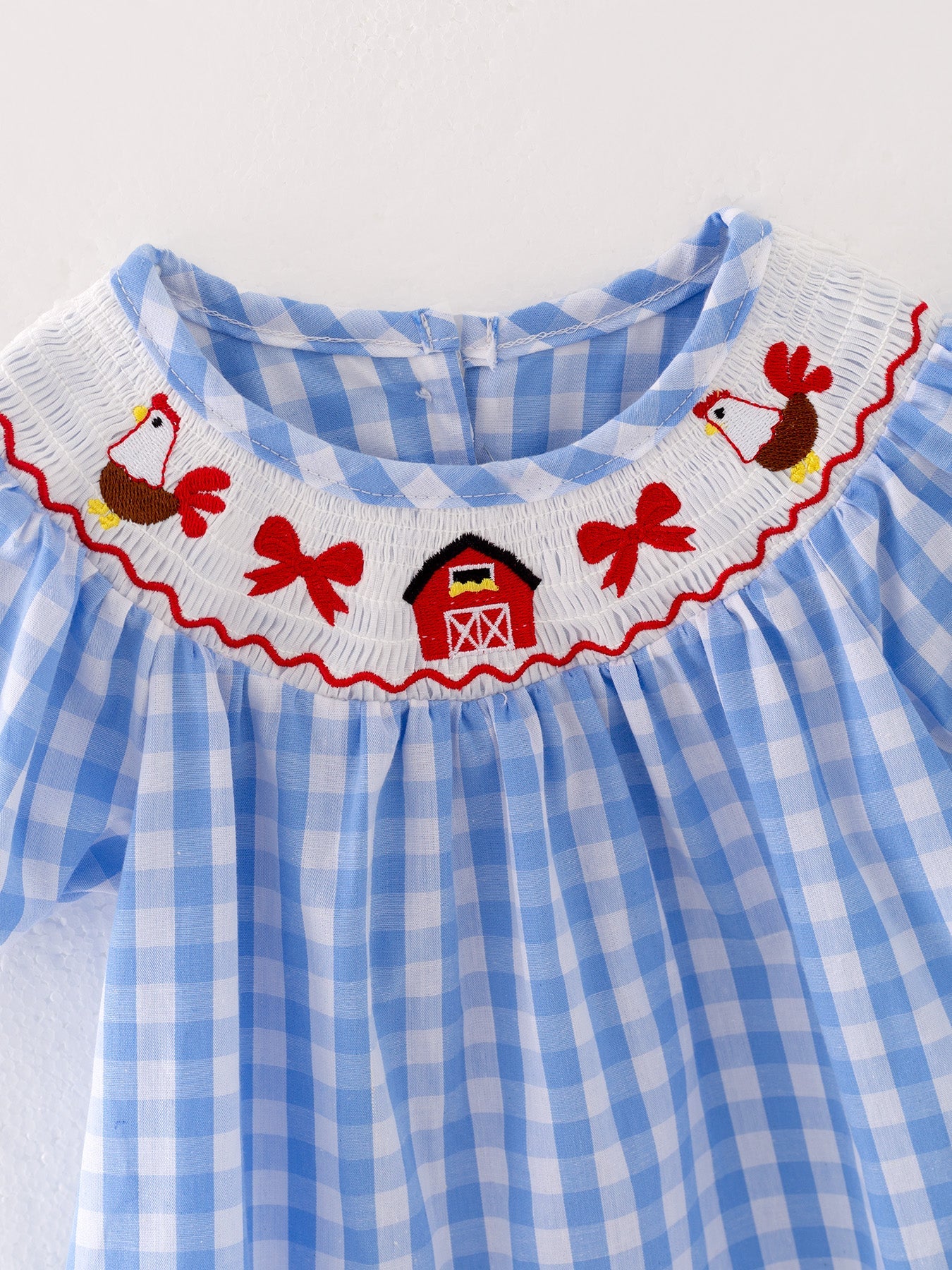 Farm Smocking Embroidered Girls Outfit - 100% Cotton