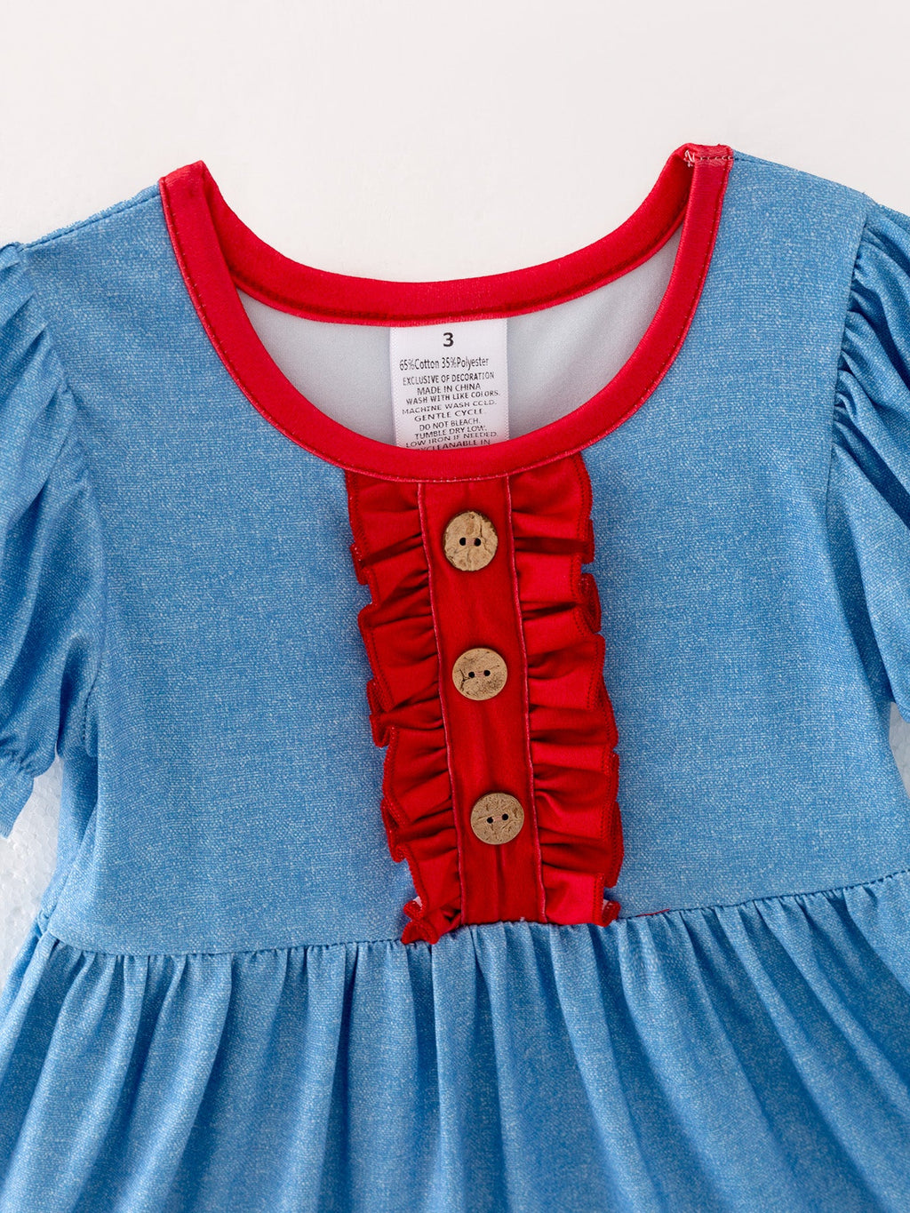 Girls Blue Farm Short Sleeve Dress - Cotton Blend Summer Dress