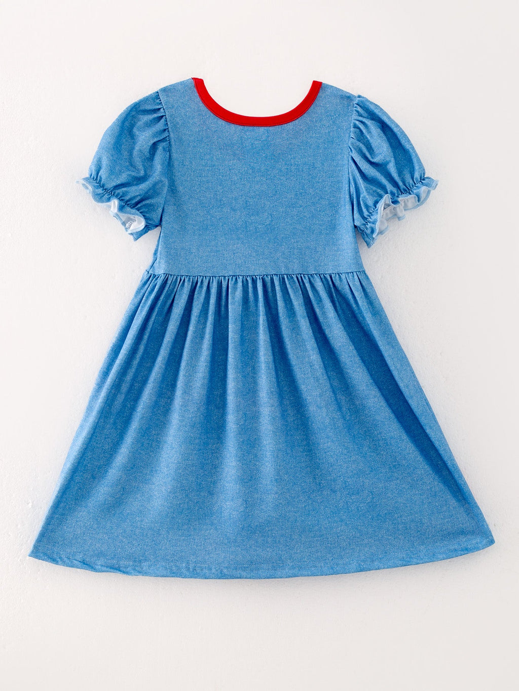 Girls Blue Farm Short Sleeve Dress - Cotton Blend Summer Dress