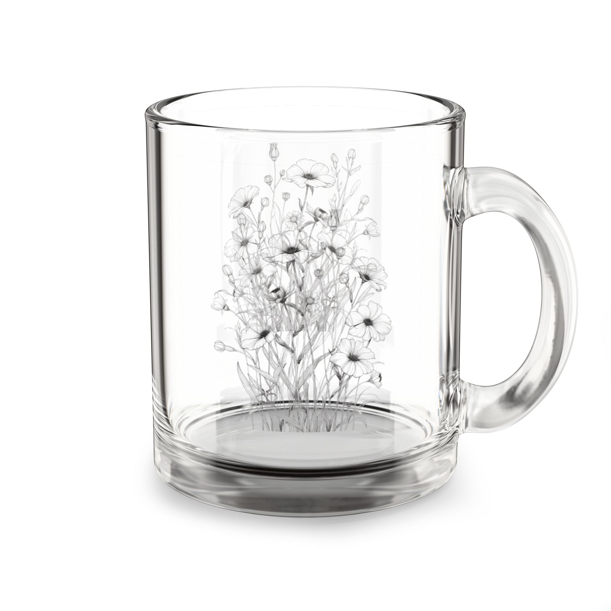 Wildflower Glass Mug, 10oz