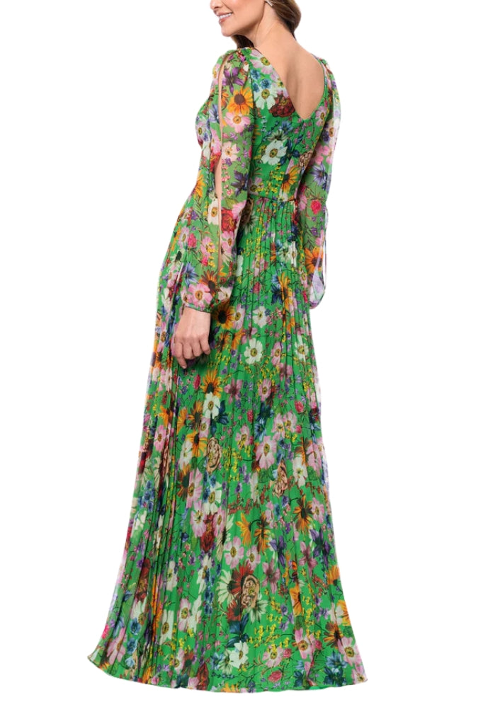 Betsy and Adam Katarina Floral Chiffon Gown