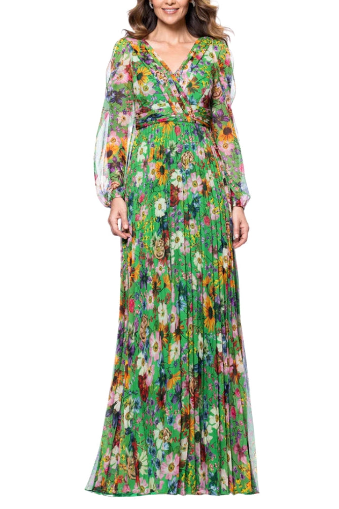 Betsy and Adam Katarina Floral Chiffon Gown