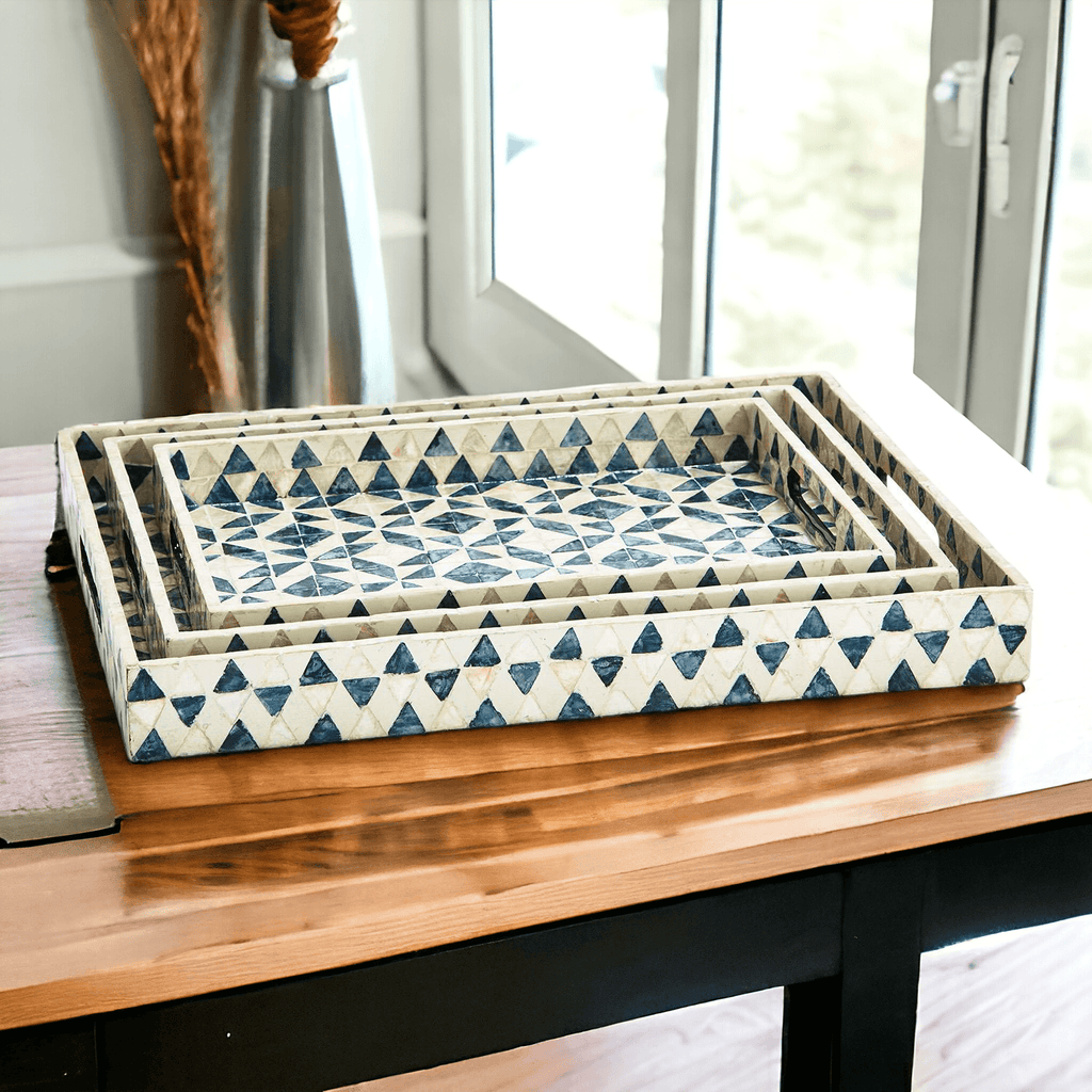 Daphne Geometric Mother of Pearl Serving Tray