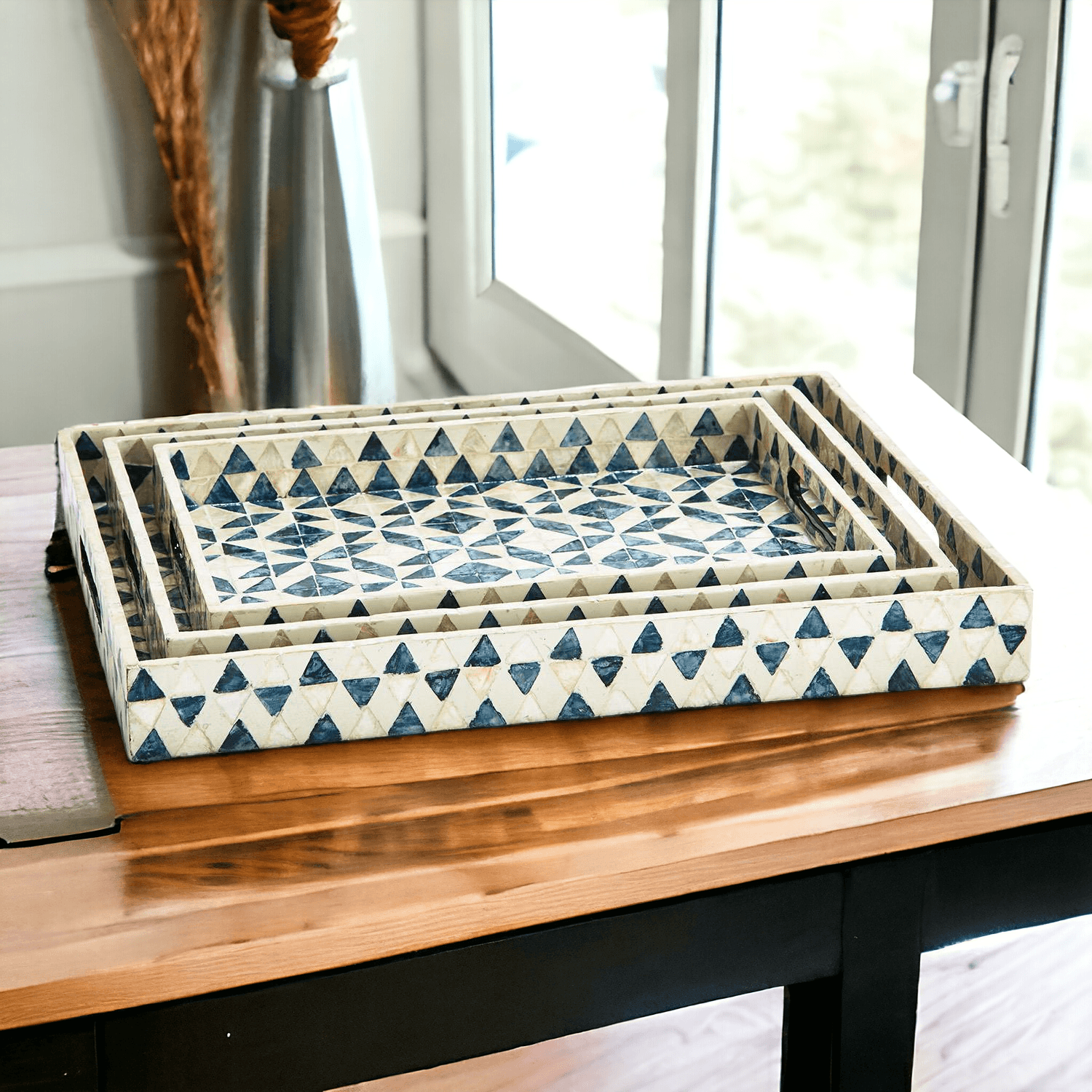 Daphne Geometric Mother of Pearl Serving Tray