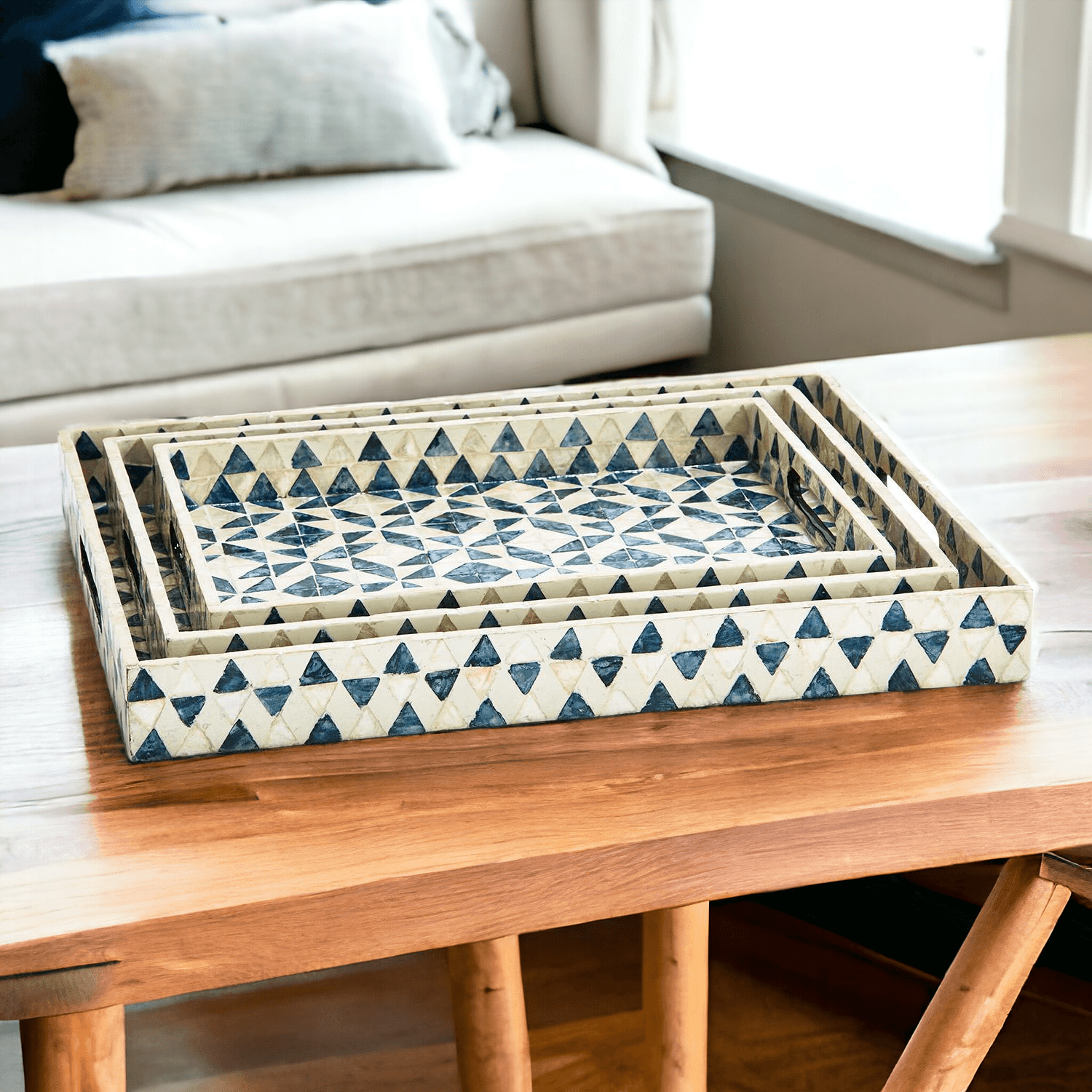 Daphne Geometric Mother of Pearl Serving Tray