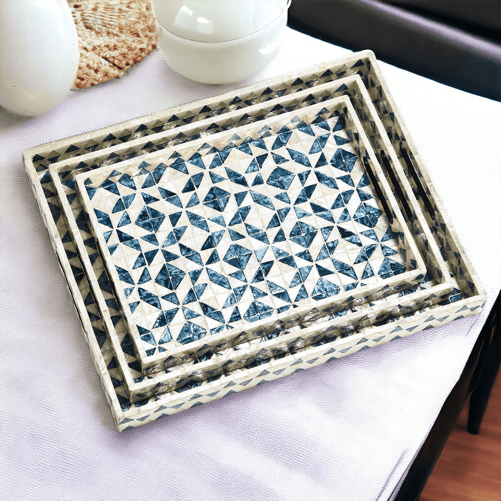 Daphne Geometric Mother of Pearl Serving Tray