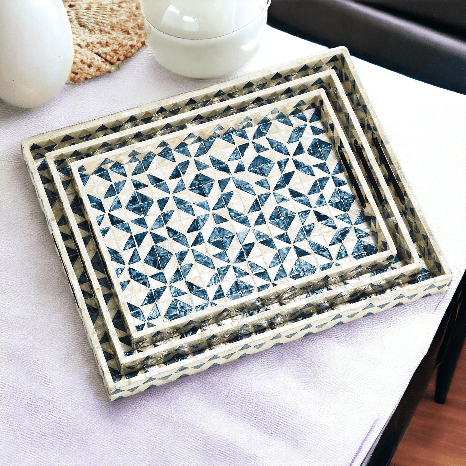 Daphne Geometric Mother of Pearl Serving Tray