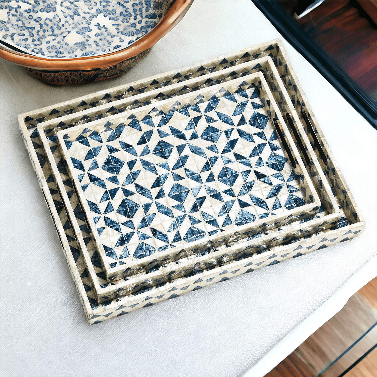 Daphne Geometric Mother of Pearl Serving Tray