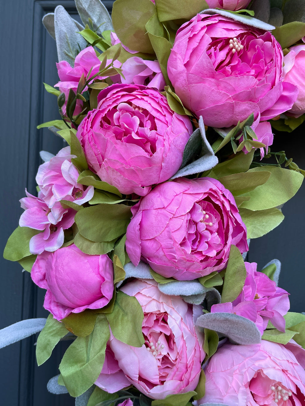 Purple Peony Spring Wreath - Handcrafted Grapevine Door Wreath
