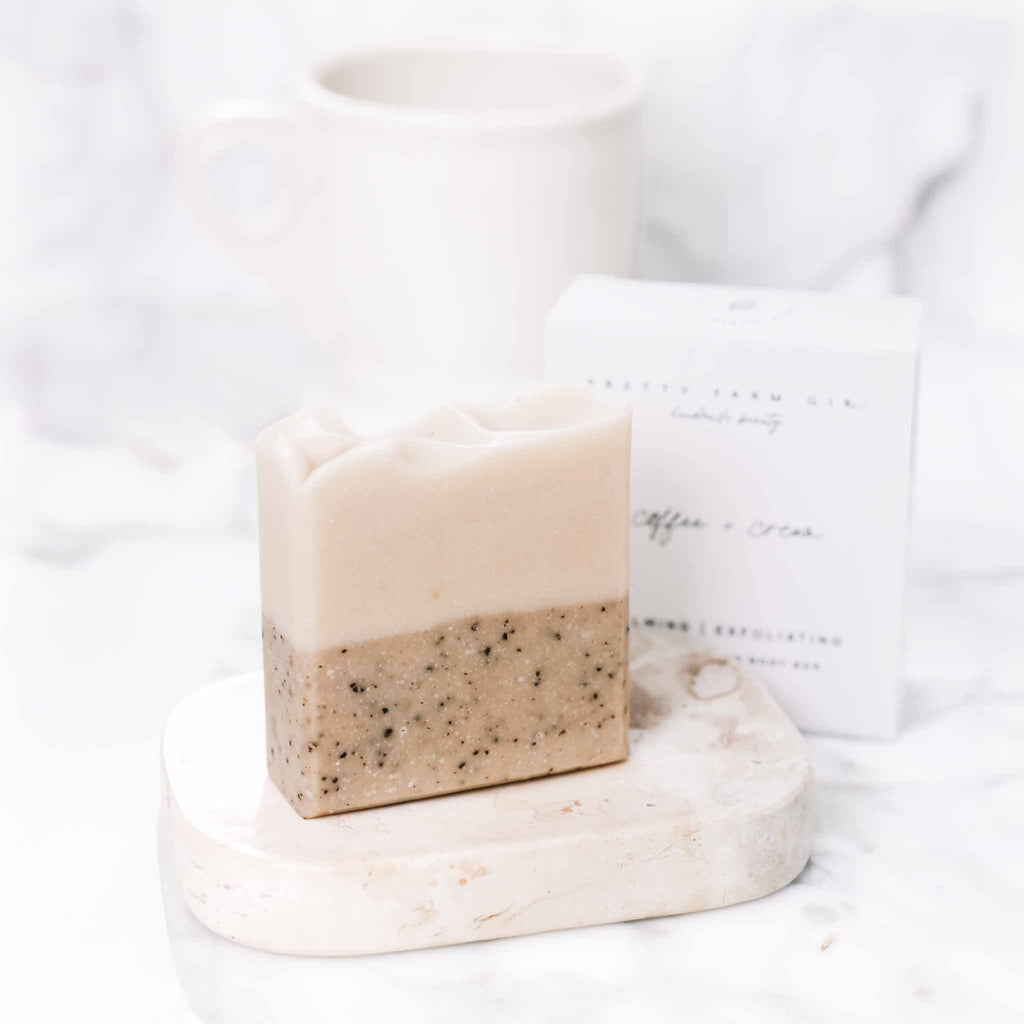 Coffee + Cream Goat Milk & Tallow Soap Bar - Handcrafted Exfoliating Cleanser