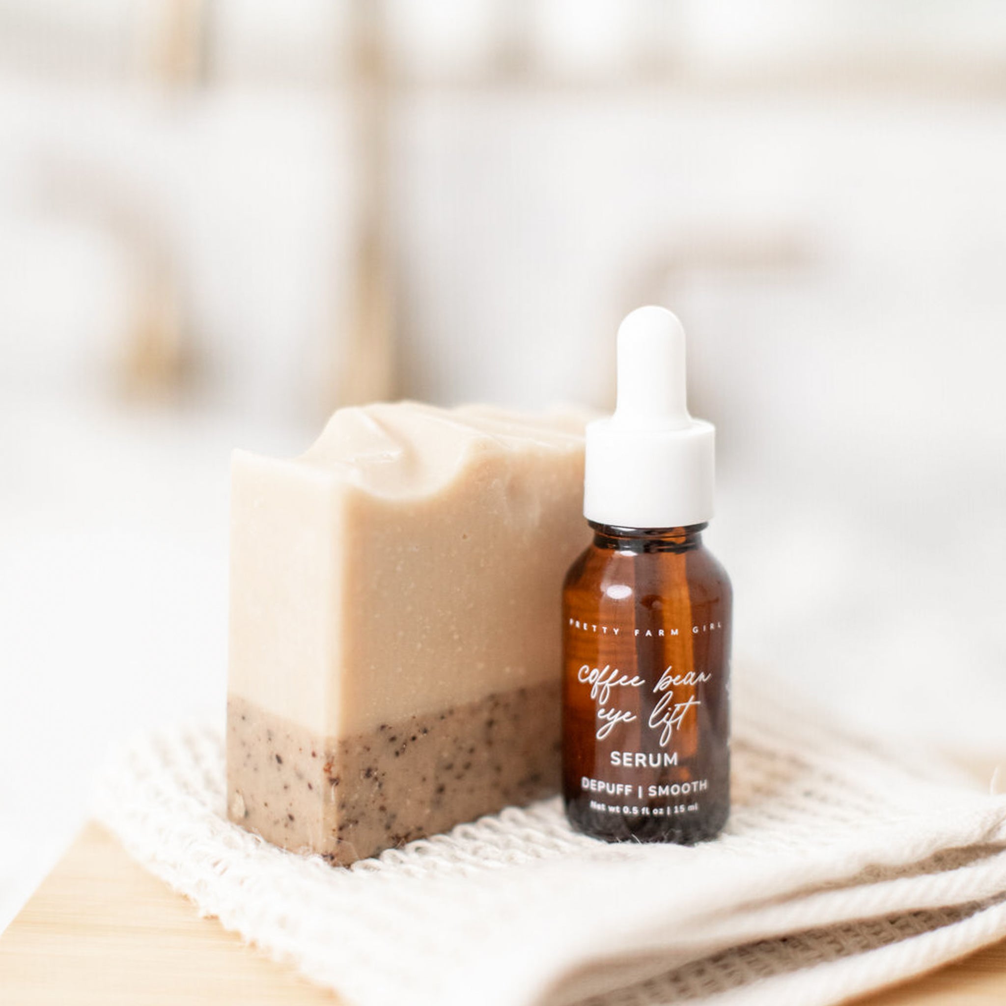 Invigorating Coffee Duo - Eye Lift Serum & Exfoliating Soap Set