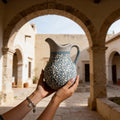 Hand-Painted Mexican Ceramic Pitcher - Blue & White Floral