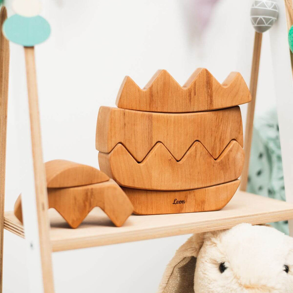 Wooden Easter Egg Stacker Toy - Personalized Montessori Stacking Toy for Toddlers
