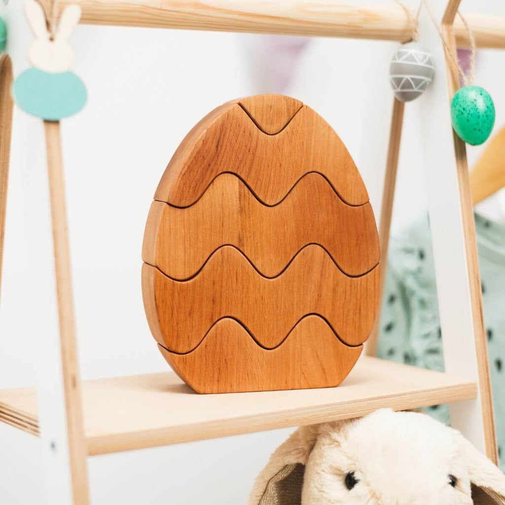 Wooden Bunny Stacker Toy - Personalized Montessori Stacking Toy for Toddlers