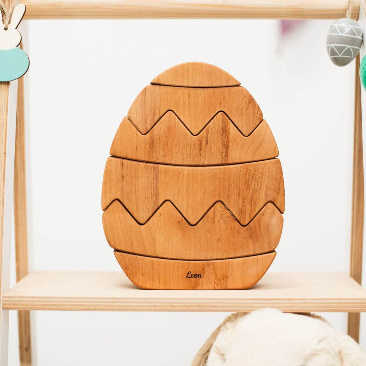 Wooden Easter Egg Stacker Toy - Personalized Montessori Stacking Toy for Toddlers