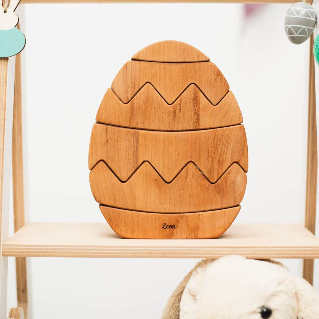 Wooden Bunny Stacker Toy - Personalized Montessori Stacking Toy for Toddlers