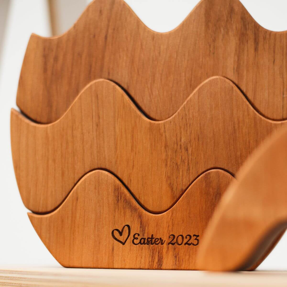 Wooden Easter Egg Stacker Toy - Personalized Montessori Stacking Toy for Toddlers