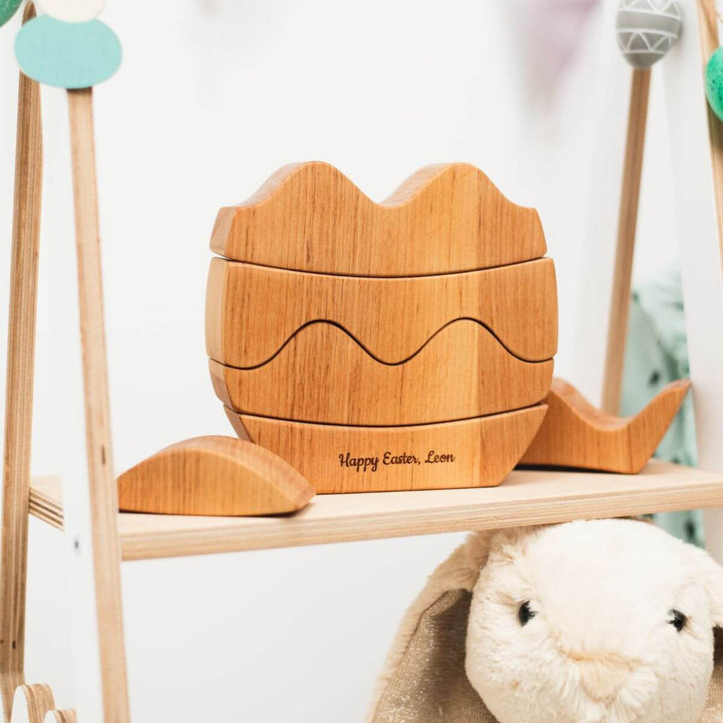 Wooden Easter Egg Stacker Toy - Personalized Montessori Stacking Toy for Toddlers