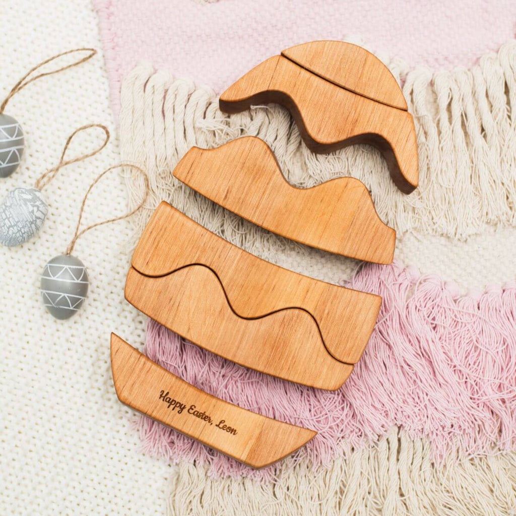 Wooden Easter Egg Stacker Toy - Personalized Montessori Stacking Toy for Toddlers