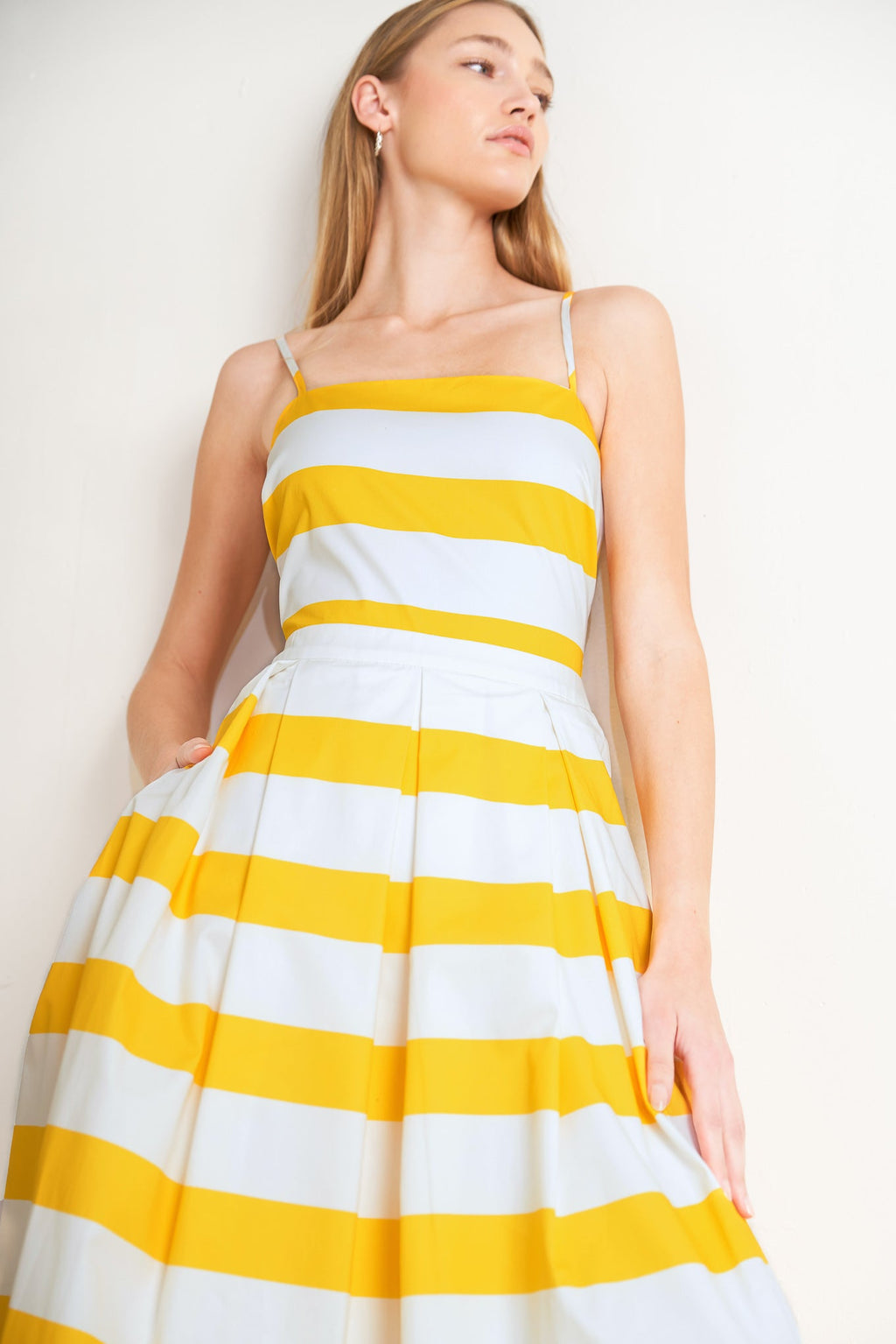Honey Glow Woven Midi Dress - White Yellow Floral Cotton
