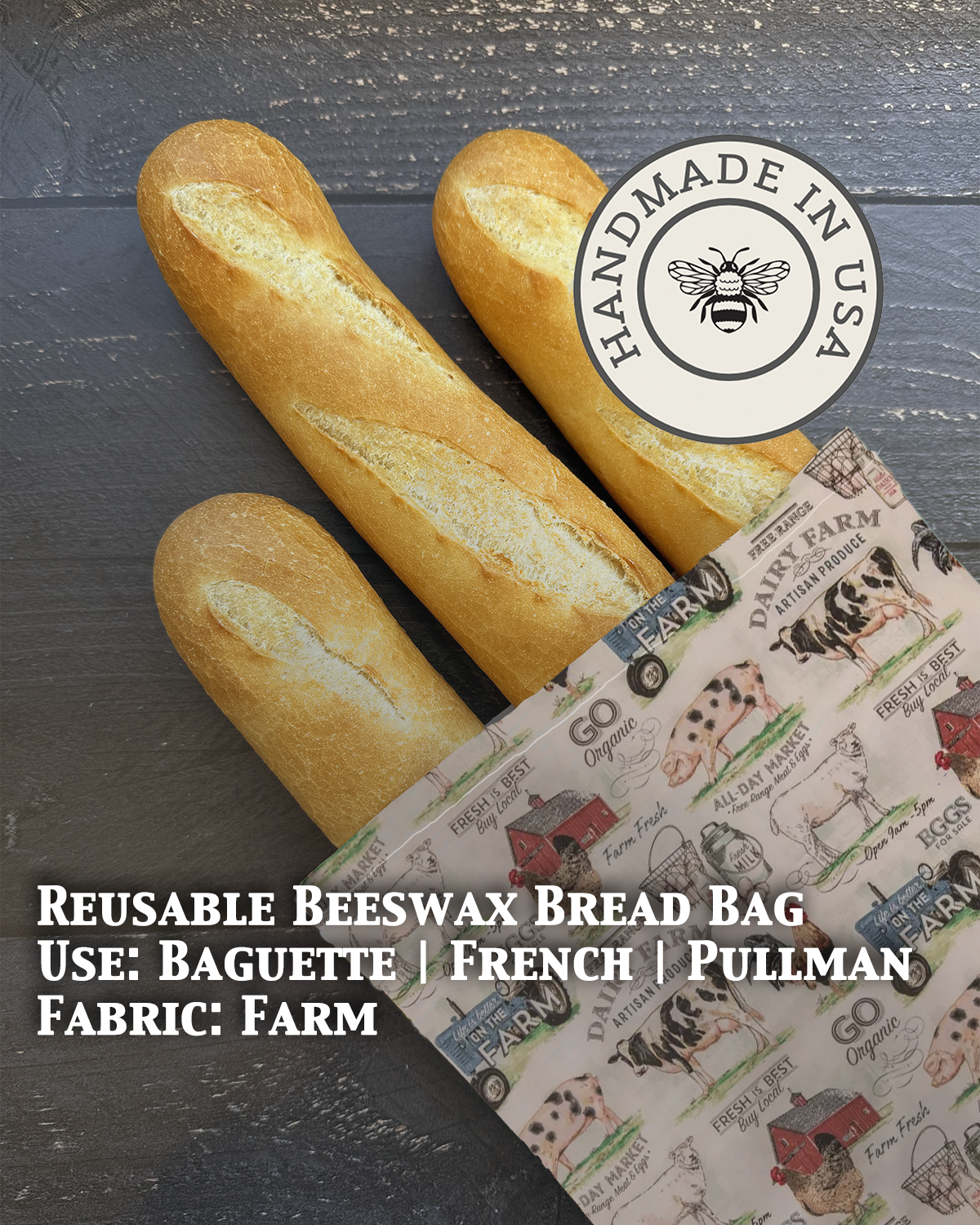 Baguette | Beeswaxed Bag-Multiple Patterns