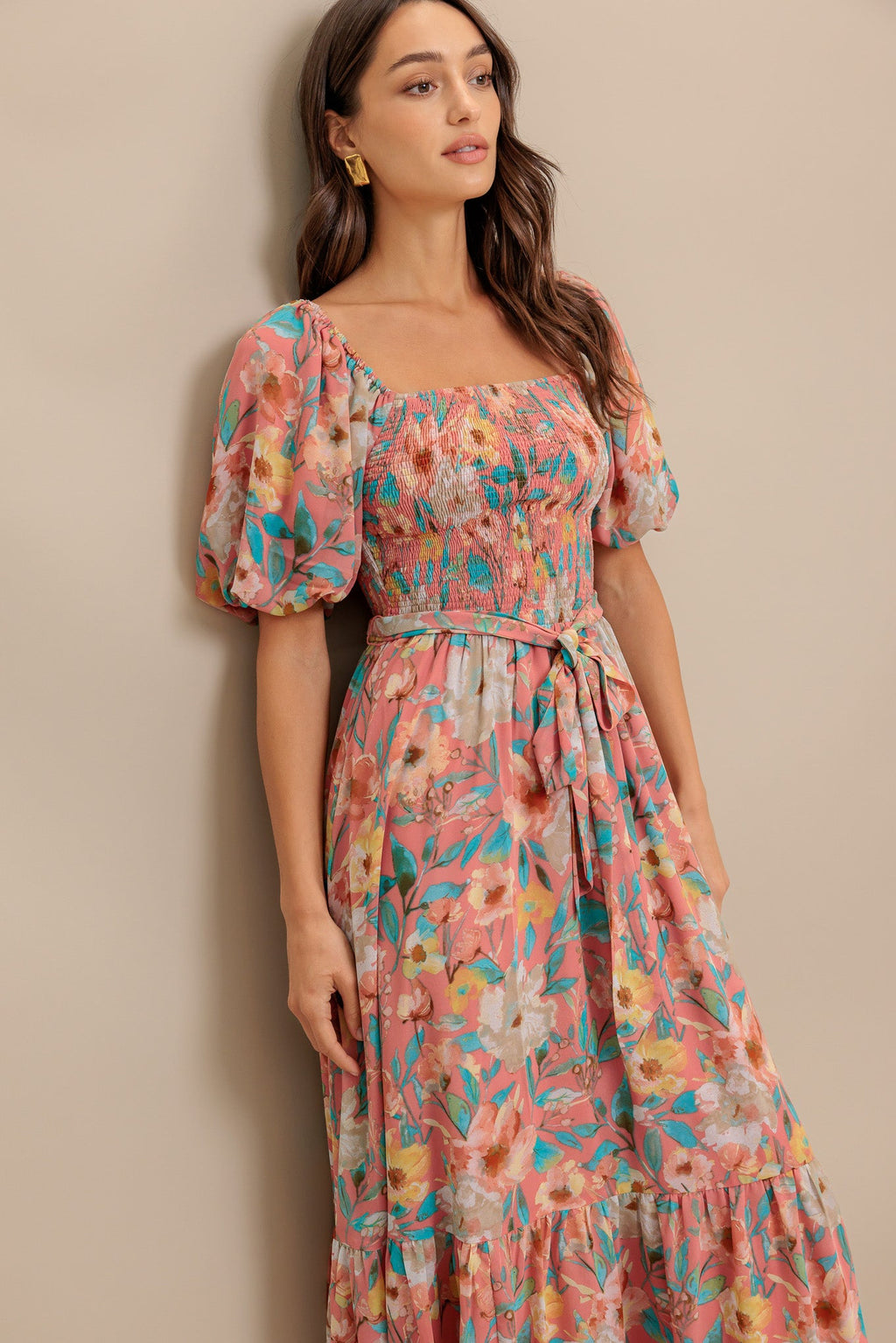 ROSY TWILIGHT WOVEN MIDI DRESS