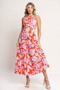 Palm Romance Woven Midi Dress - Burnt Orange