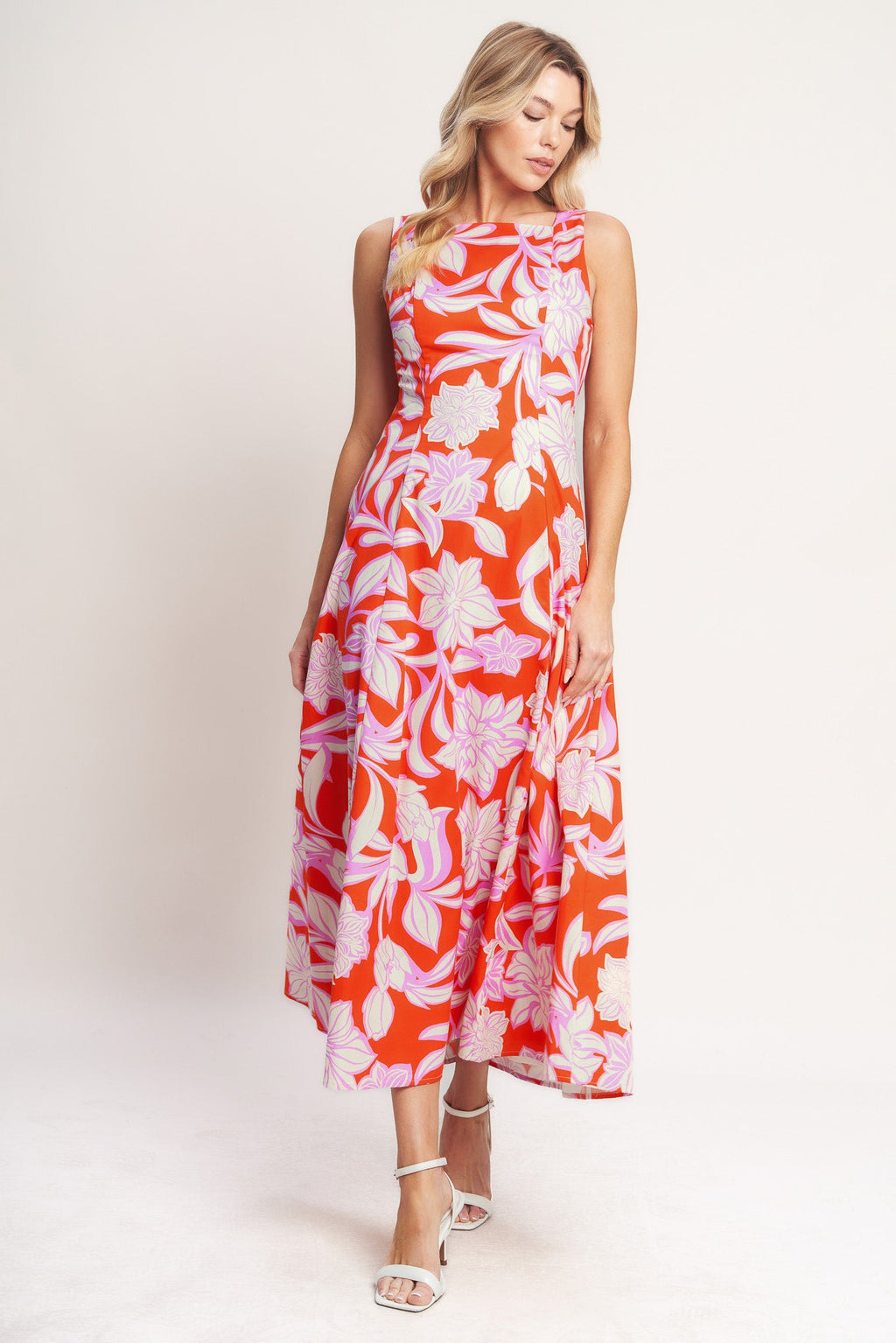 Palm Romance Woven Midi Dress - Burnt Orange