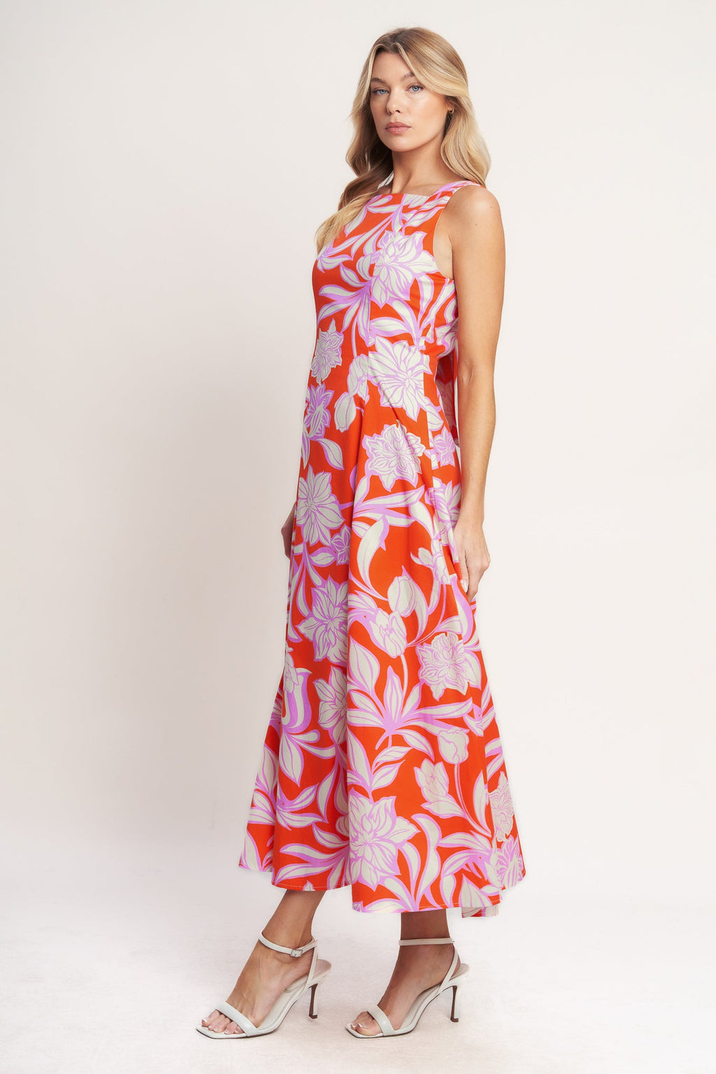 Palm Romance Woven Midi Dress - Burnt Orange