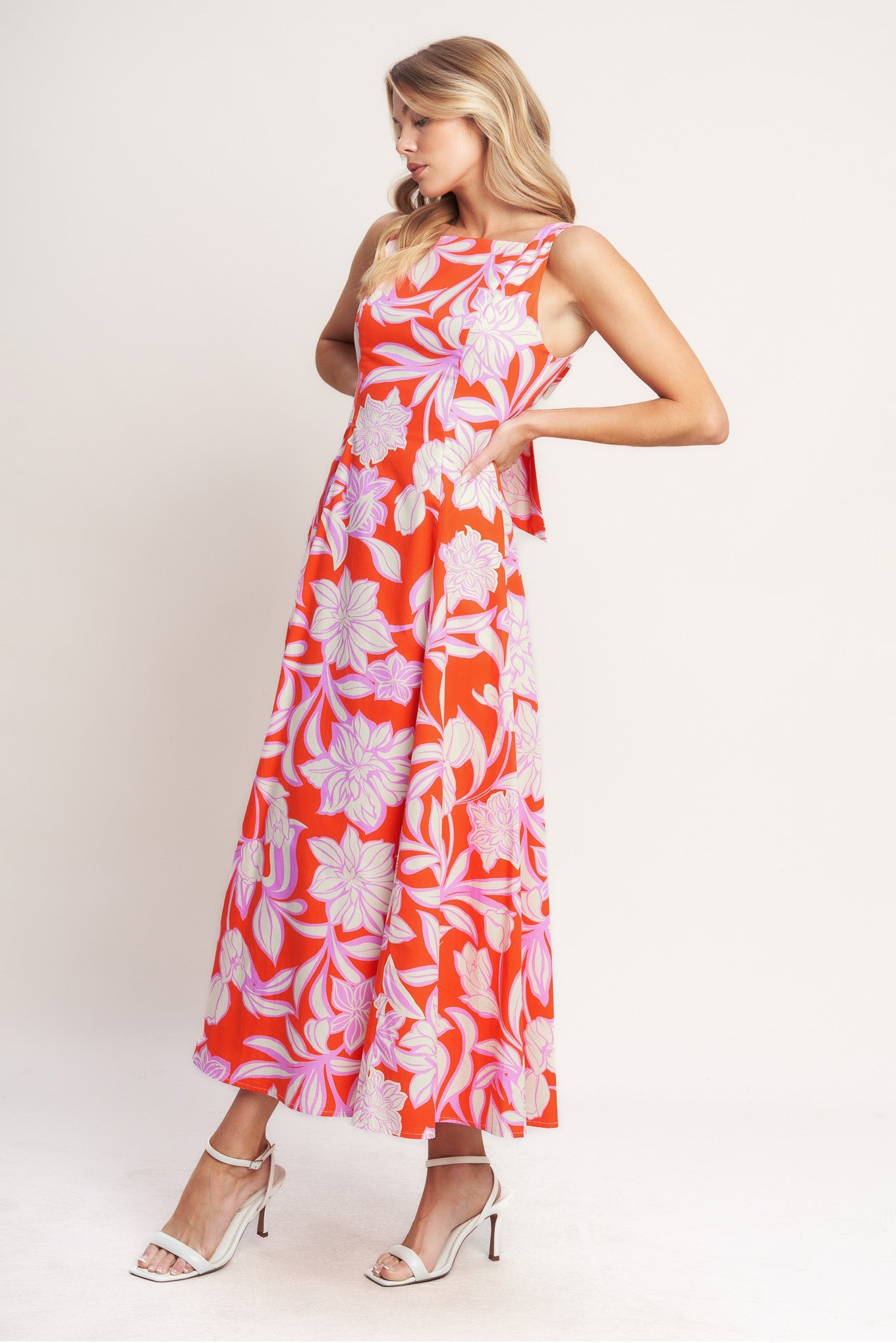 Palm Romance Woven Midi Dress - Burnt Orange