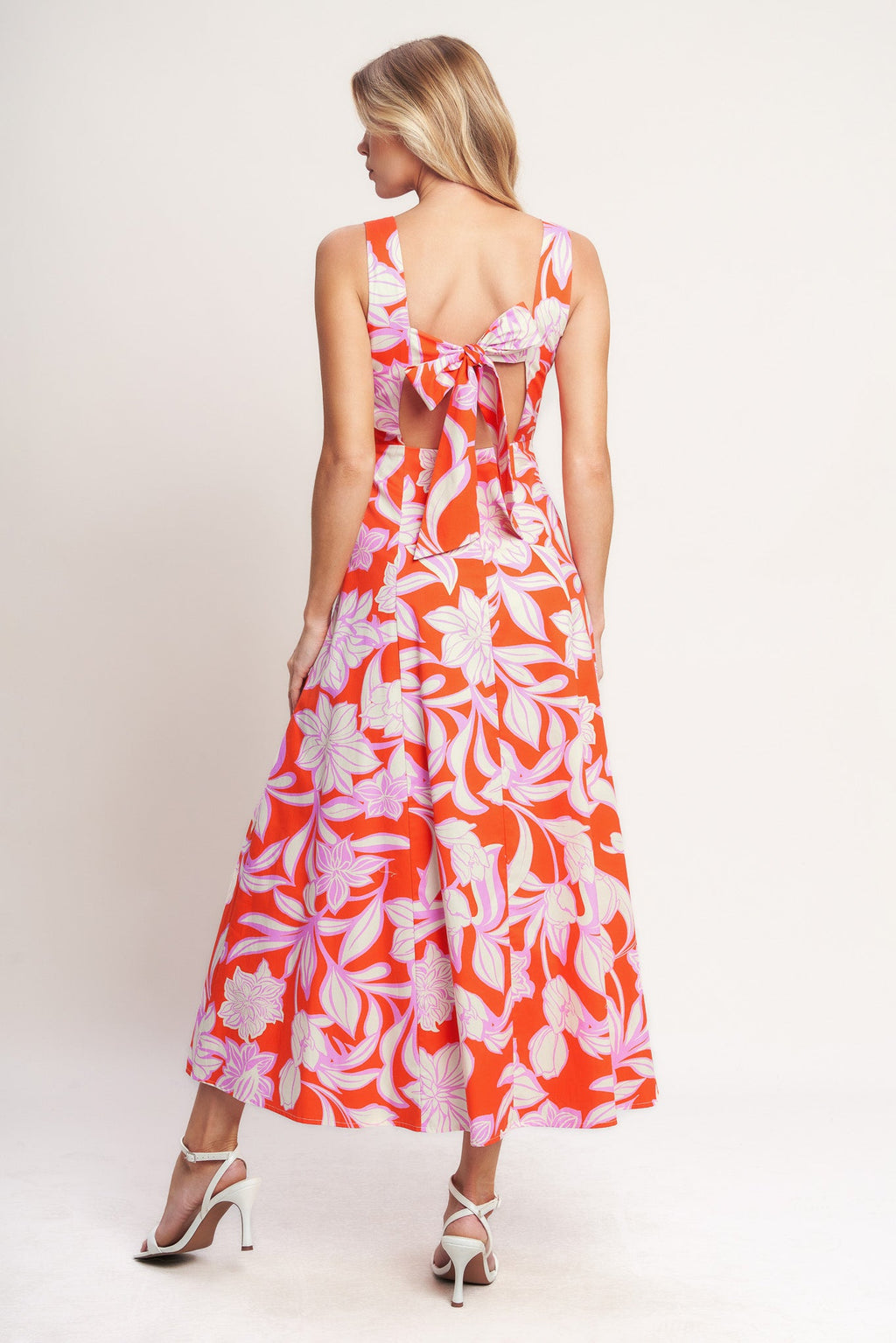 Palm Romance Woven Midi Dress - Burnt Orange