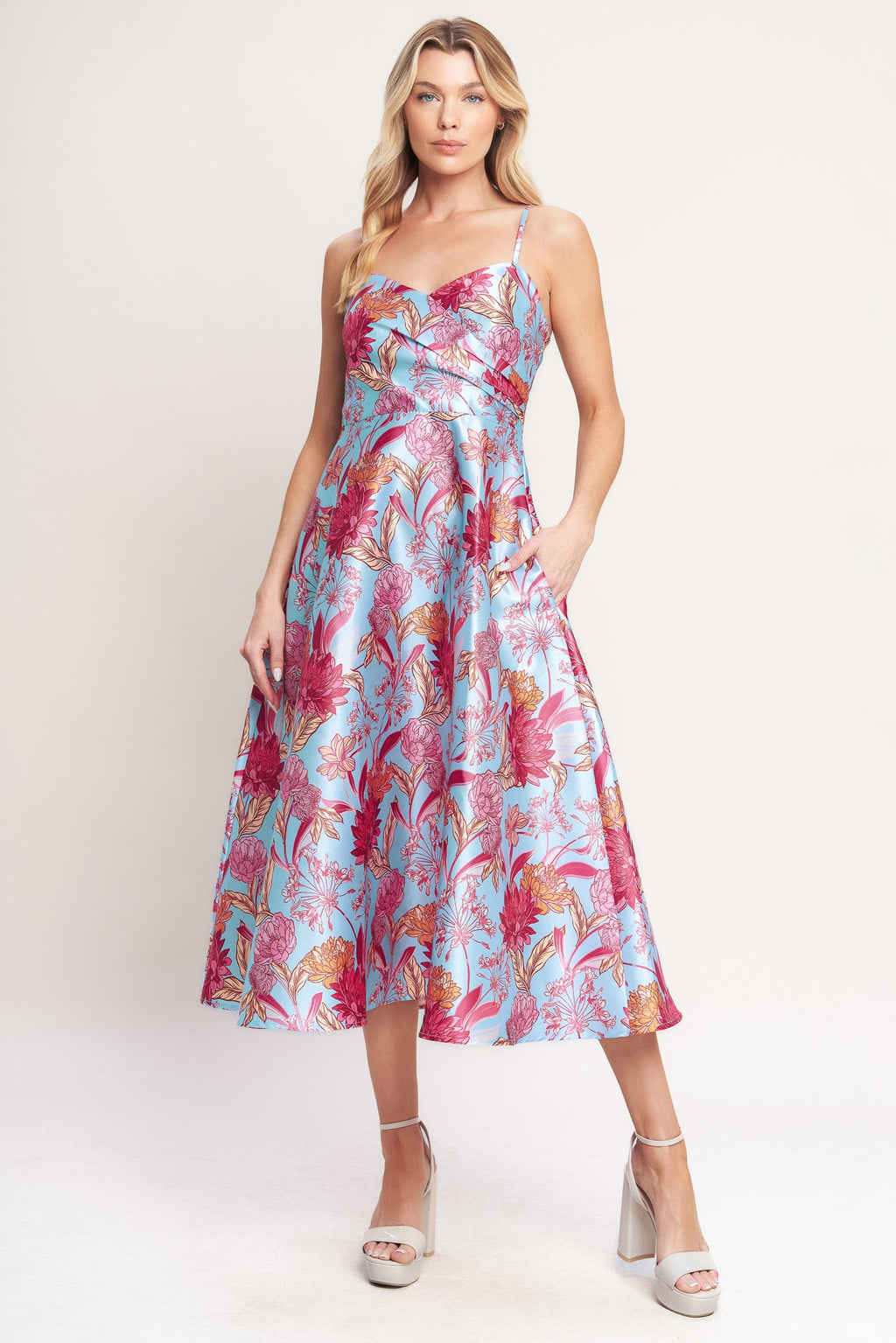 Elevated Garden Woven Midi Dress with Circle Skirt