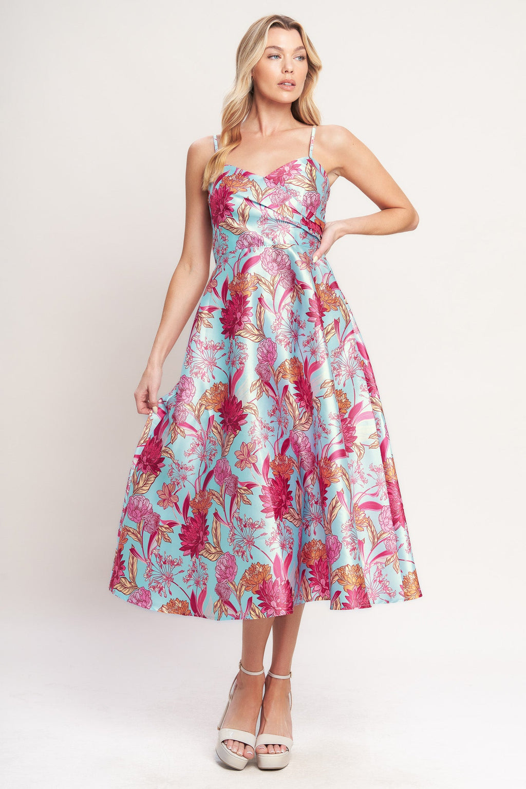 Elevated Garden Woven Midi Dress with Circle Skirt
