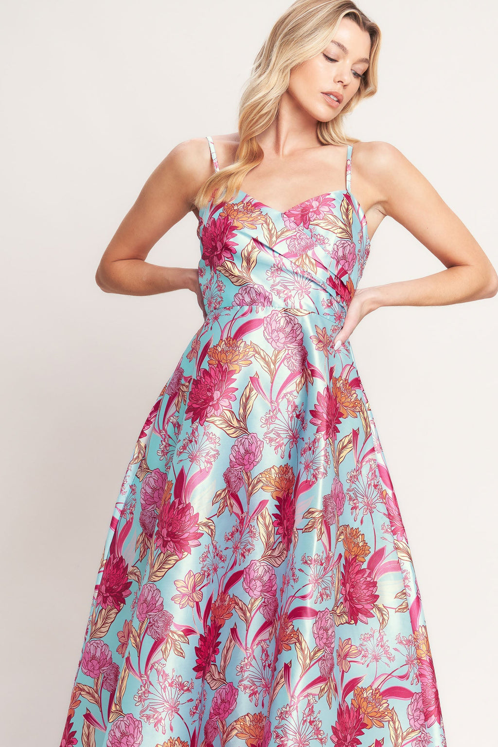 Elevated Garden Woven Midi Dress with Circle Skirt