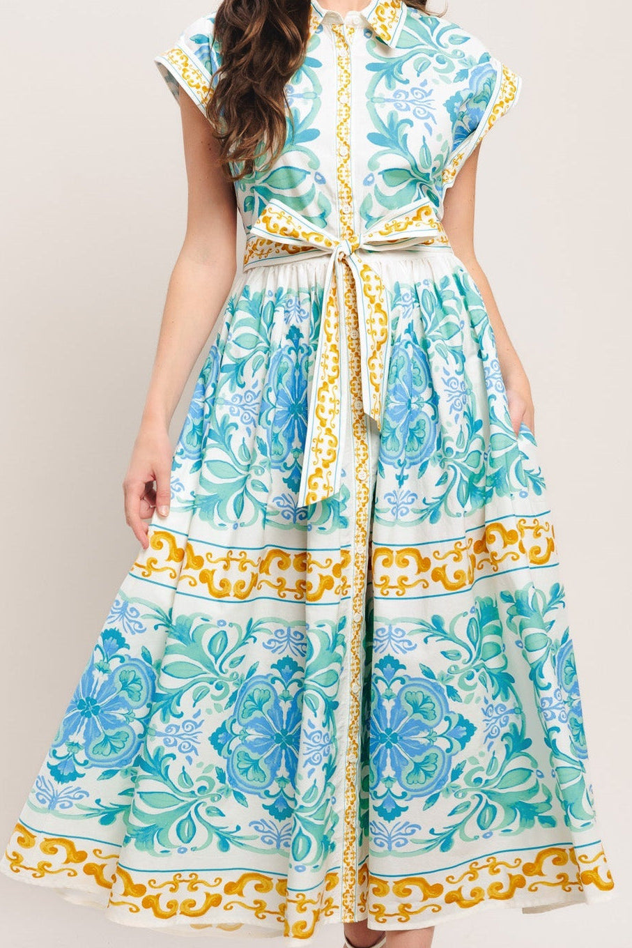 BLUE REGALIA WOVEN MIDI DRESS