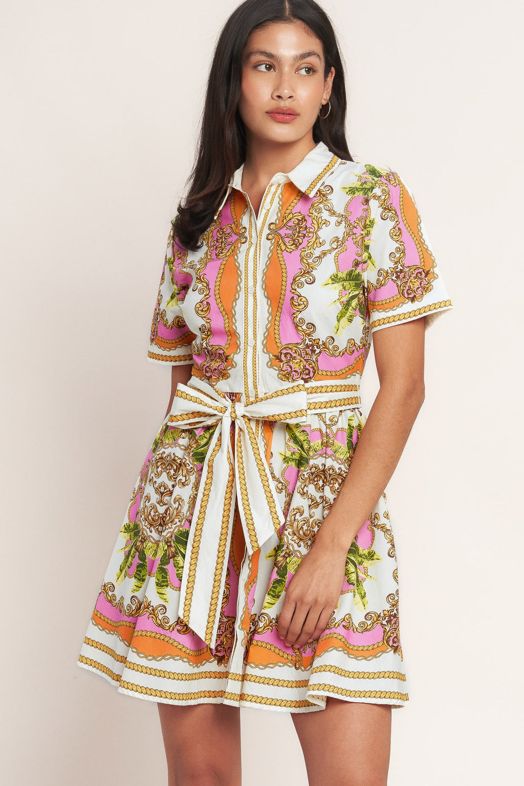 Love At First Sight Woven Mini Shirt Dress