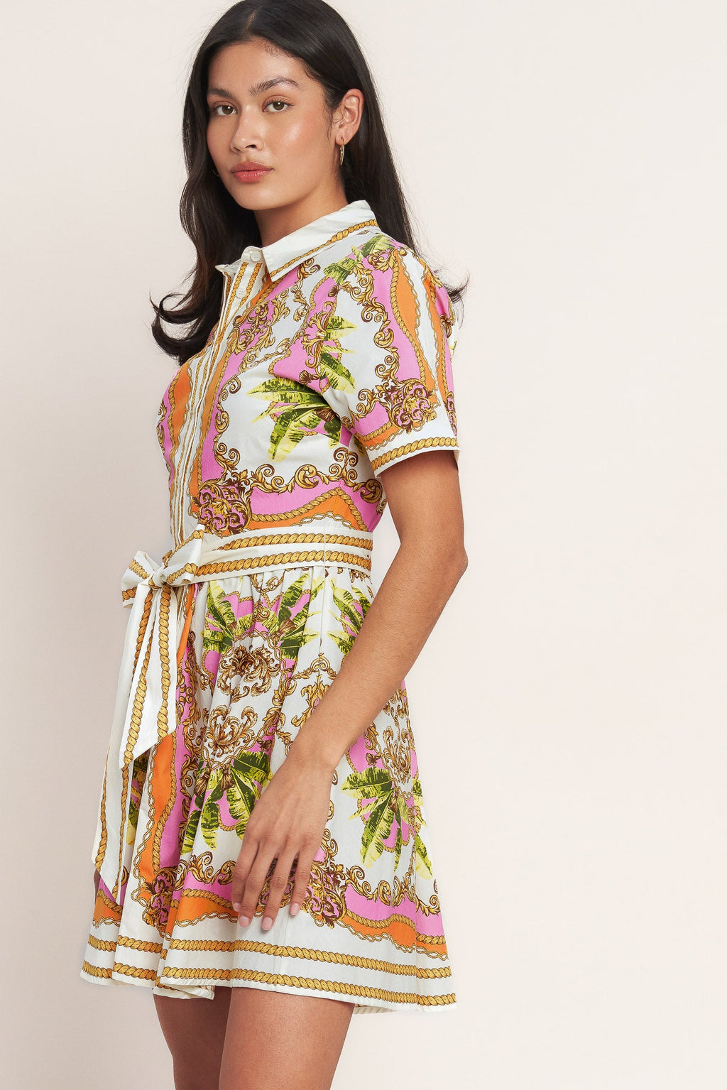 Love At First Sight Woven Mini Shirt Dress