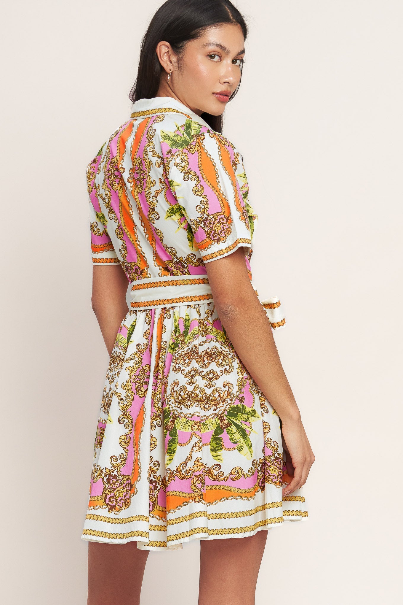 Love At First Sight Woven Mini Shirt Dress