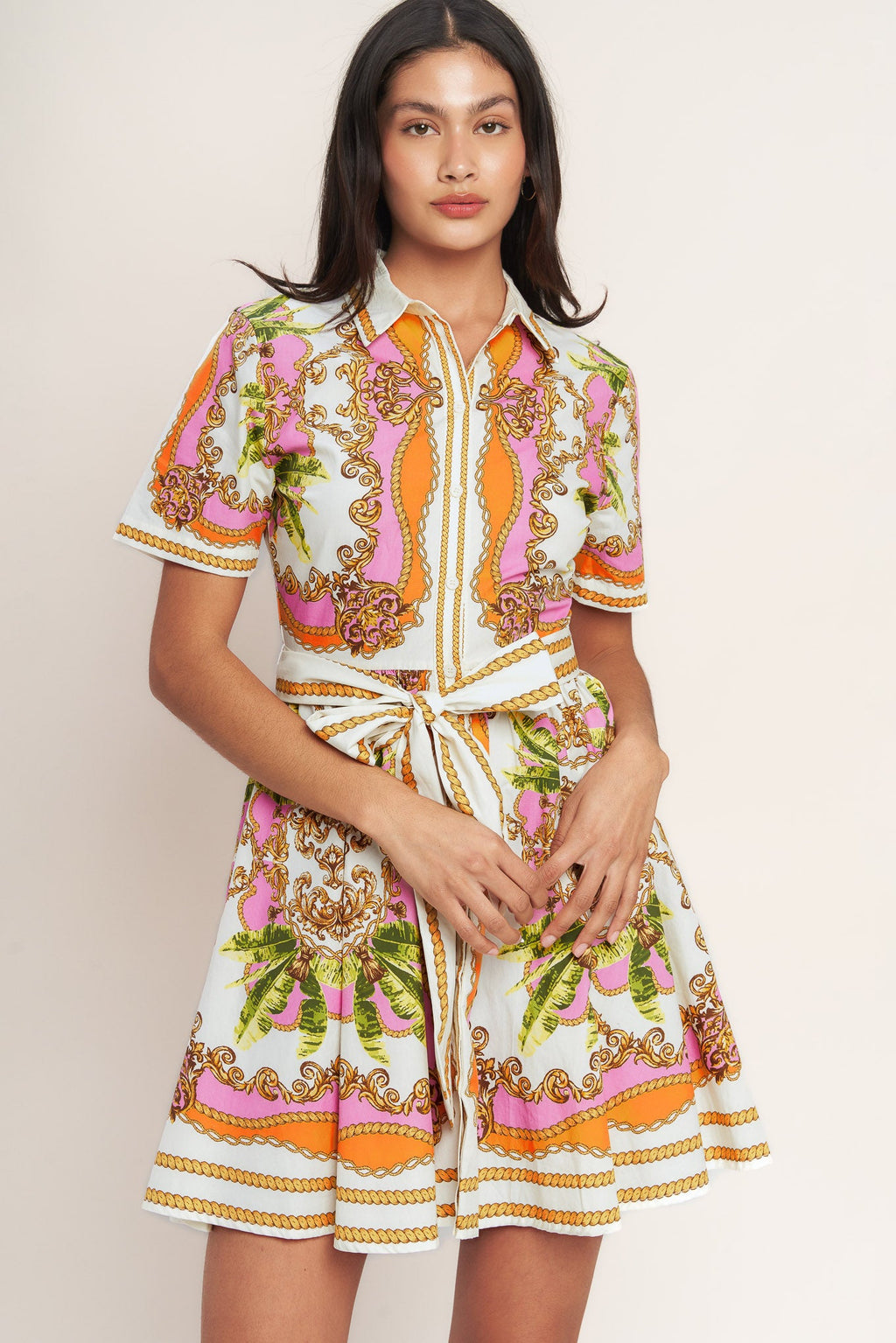 Love At First Sight Woven Mini Shirt Dress