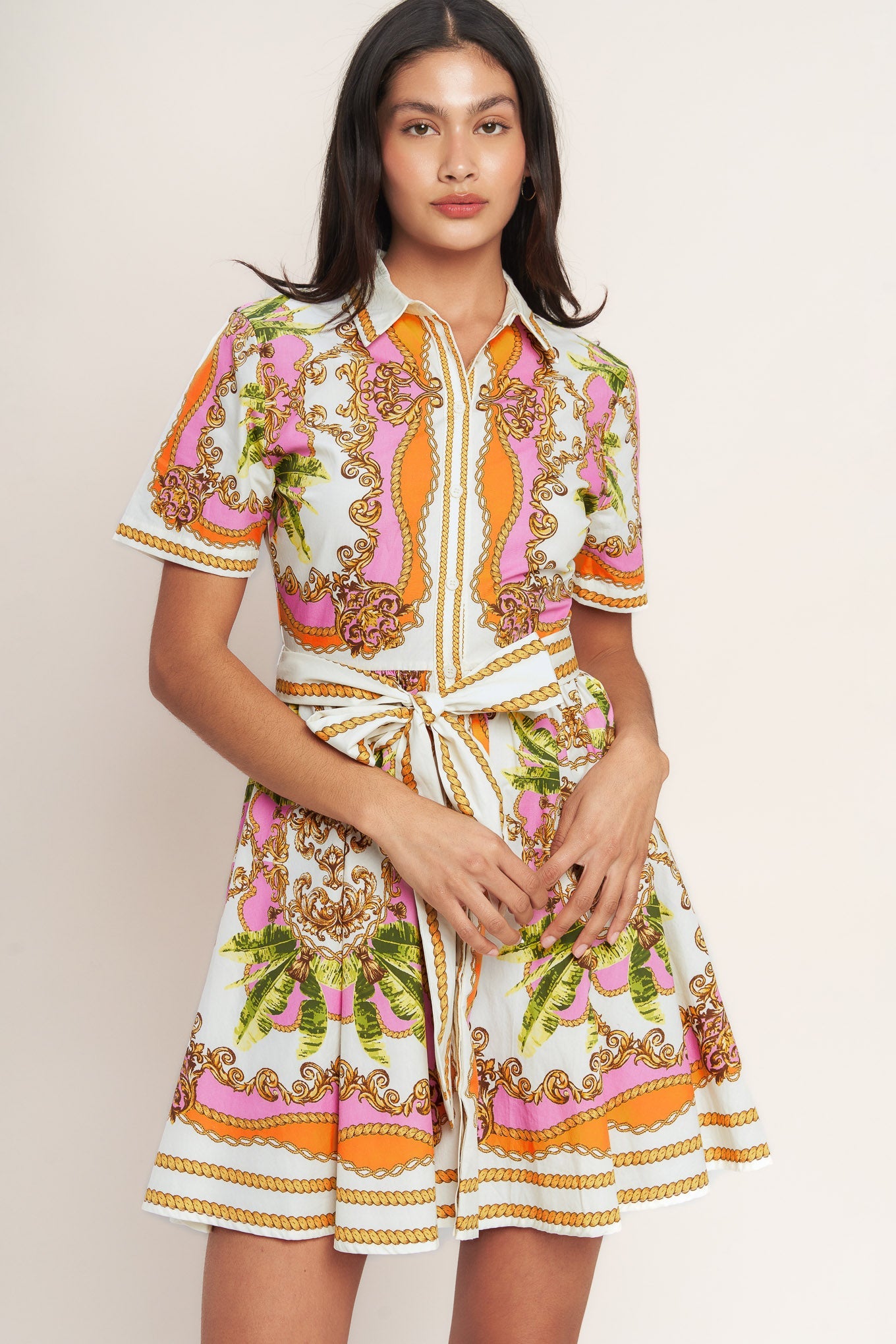 Love At First Sight Woven Mini Shirt Dress