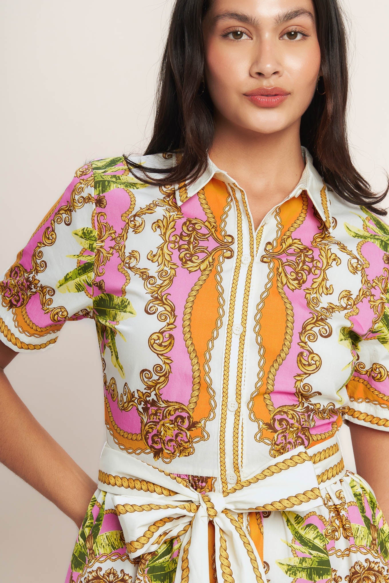 Love At First Sight Woven Mini Shirt Dress