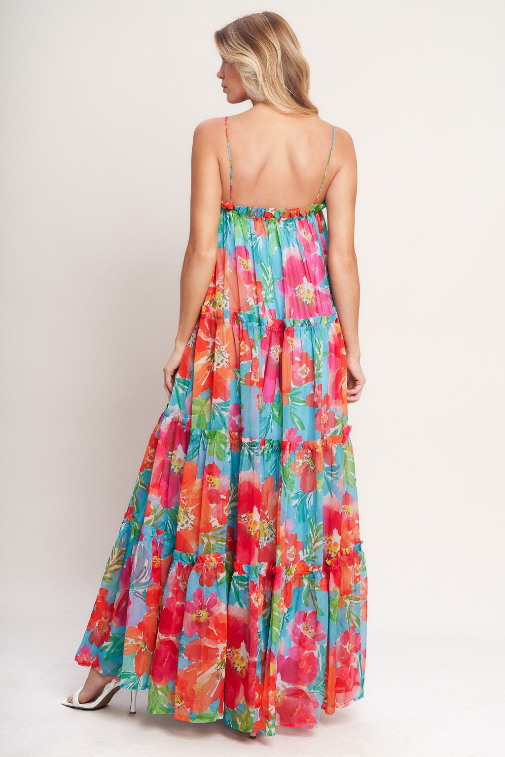 Tropical Daydream Woven Maxi Dress - Blue Multi Floral
