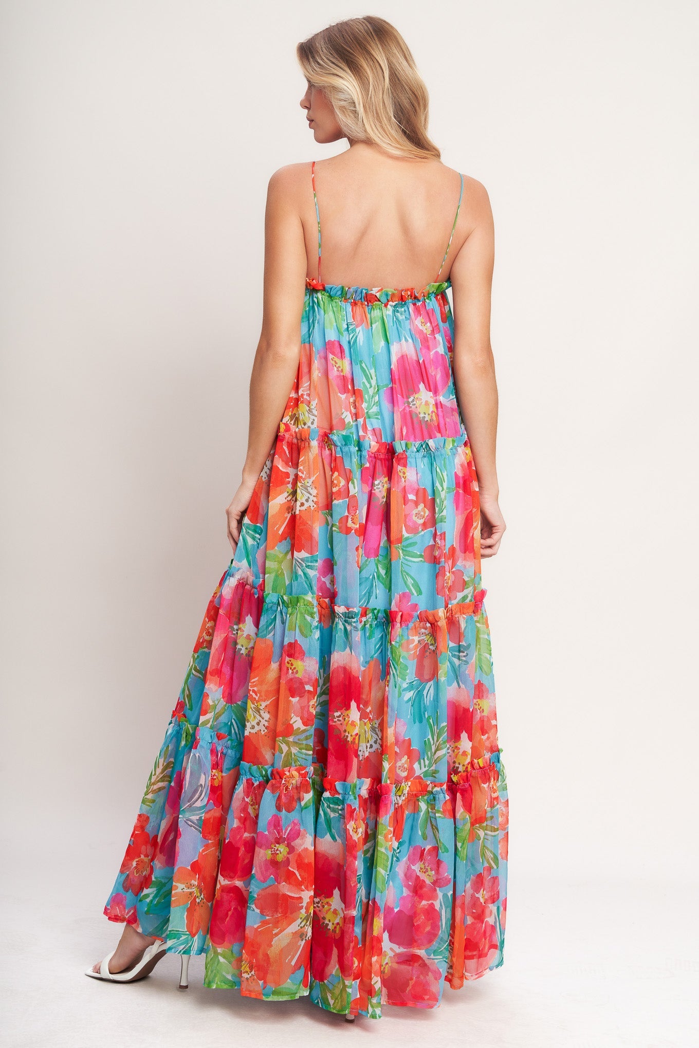 Tropical Daydream Woven Maxi Dress - Blue Multi Floral