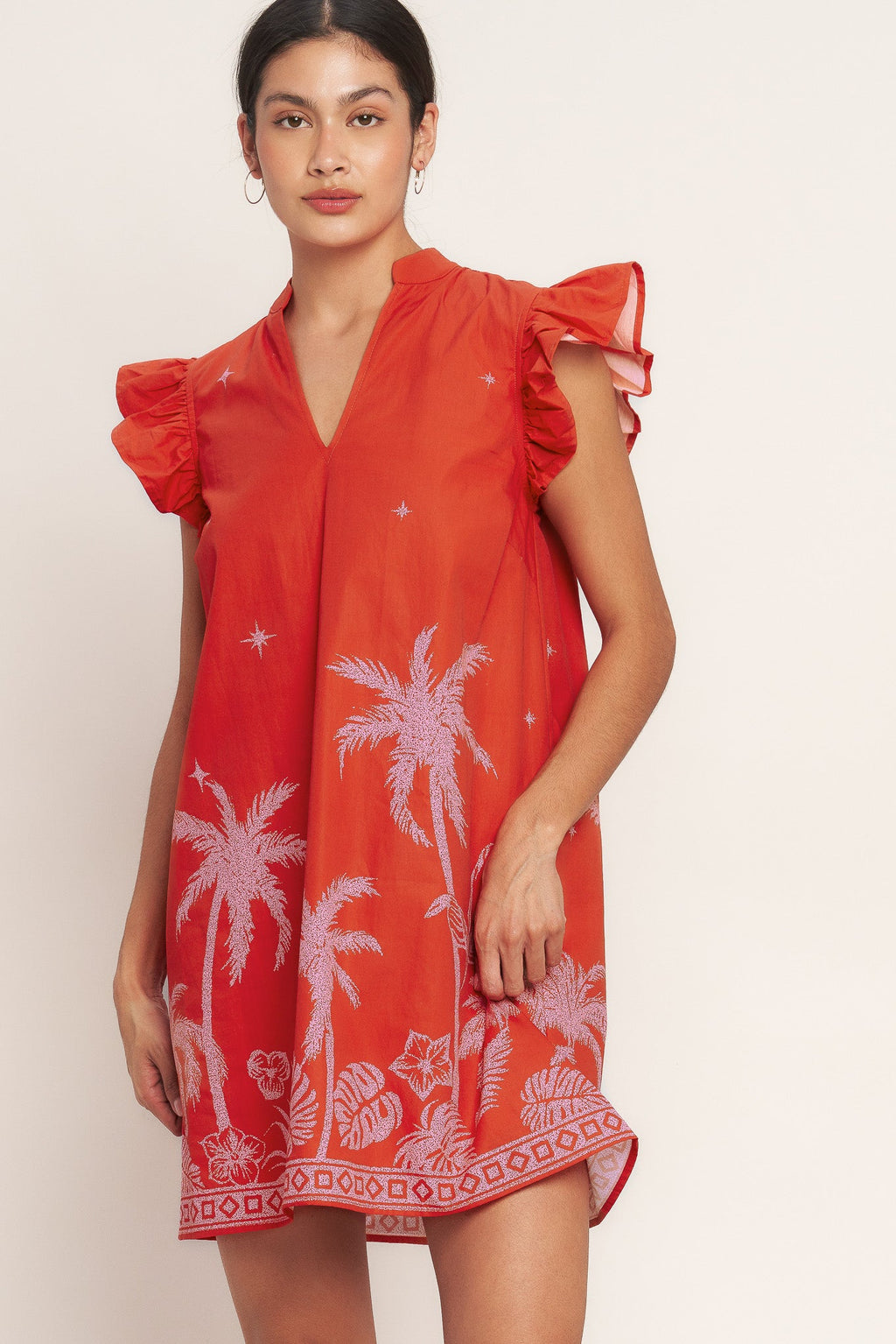 Island State of Mind Woven Mini Dress - Tomato Red