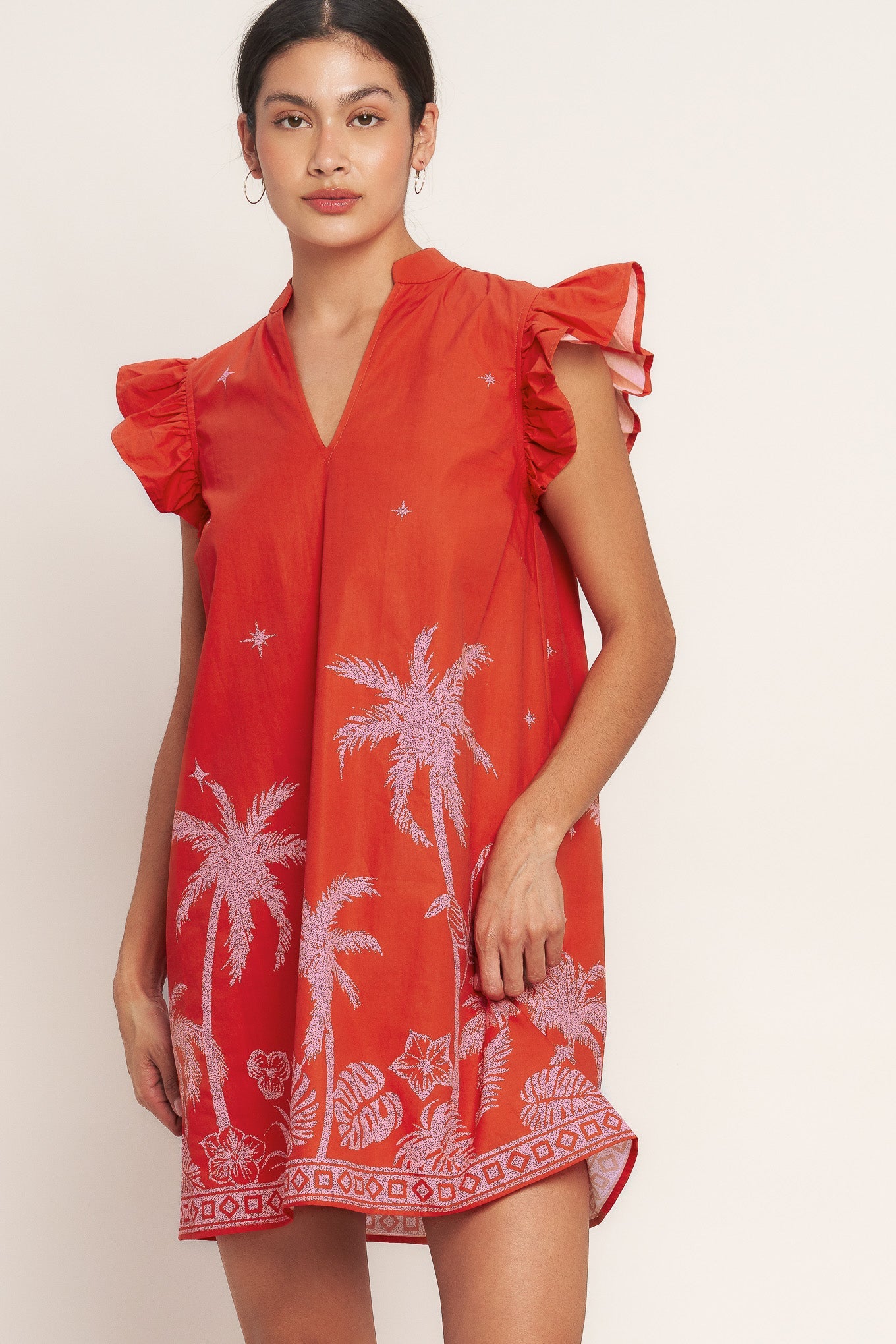 Island State of Mind Woven Mini Dress - Tomato Red
