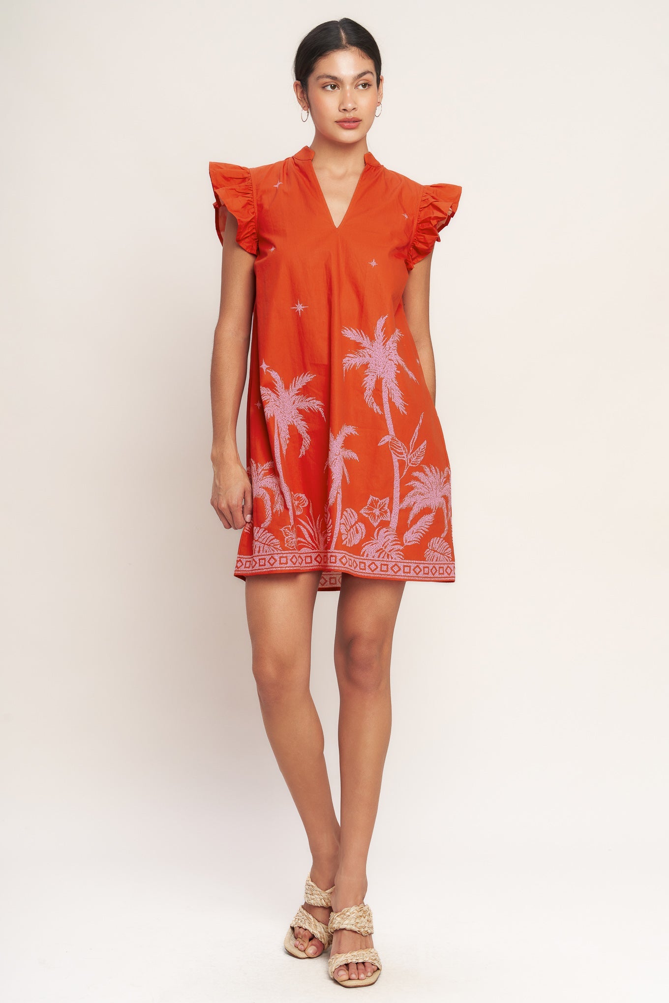 Island State of Mind Woven Mini Dress - Tomato Red