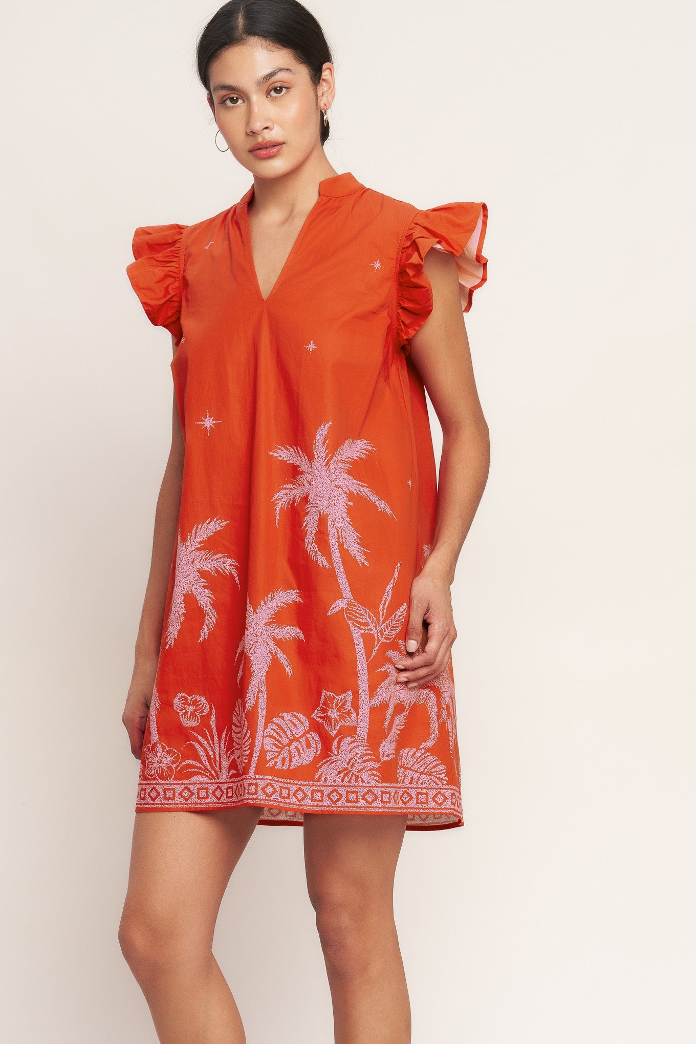 Island State of Mind Woven Mini Dress - Tomato Red